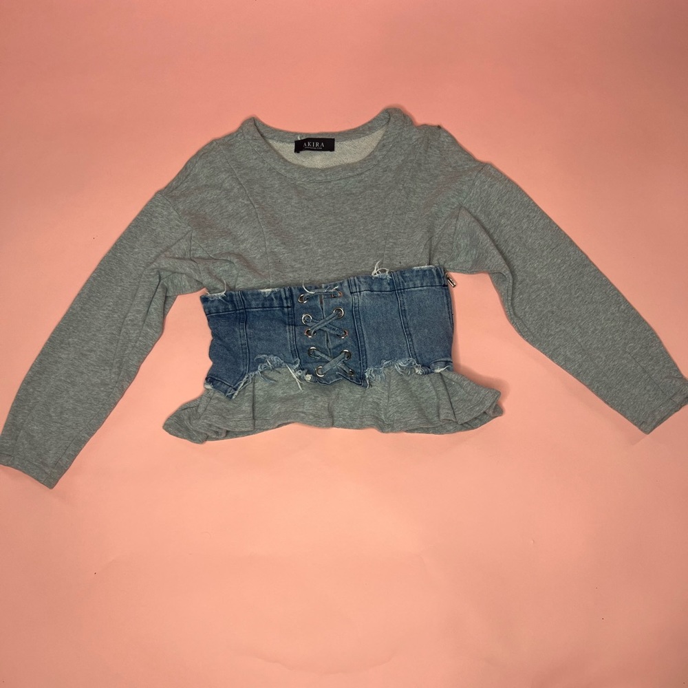 Denim corset sweater